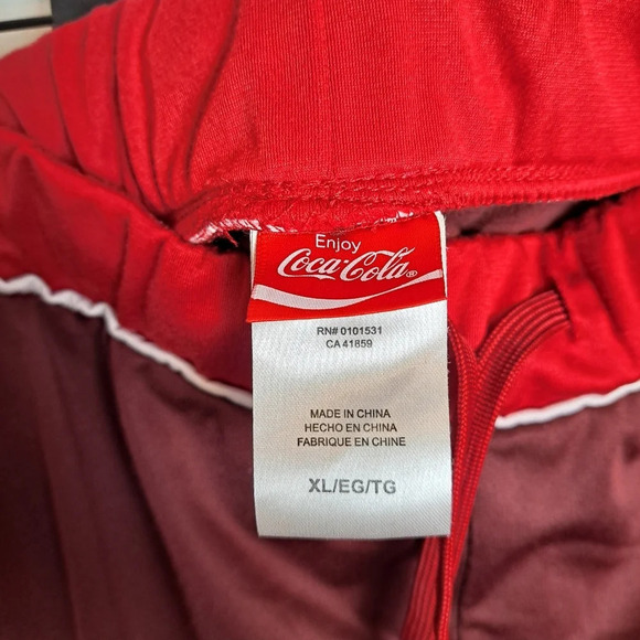 Coca-Cola Brown Red Wide Leg Bootie Spell Out Y2K Sporty Track Pants Size XL - Picture 6 of 7